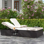 Costway Outdoor Patio Daybed PE Wicker Double Chaise Lounge with - See Details