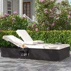 Costway Outdoor Patio Daybed PE Wicker Double Chaise Lounge with - See Details