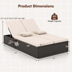 Costway Outdoor Patio Daybed PE Wicker Double Chaise Lounge with - See Details