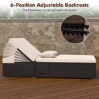 Costway Outdoor Patio Daybed PE Wicker Double Chaise Lounge with - See Details