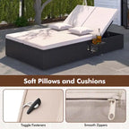 Costway Outdoor Patio Daybed PE Wicker Double Chaise Lounge with - See Details
