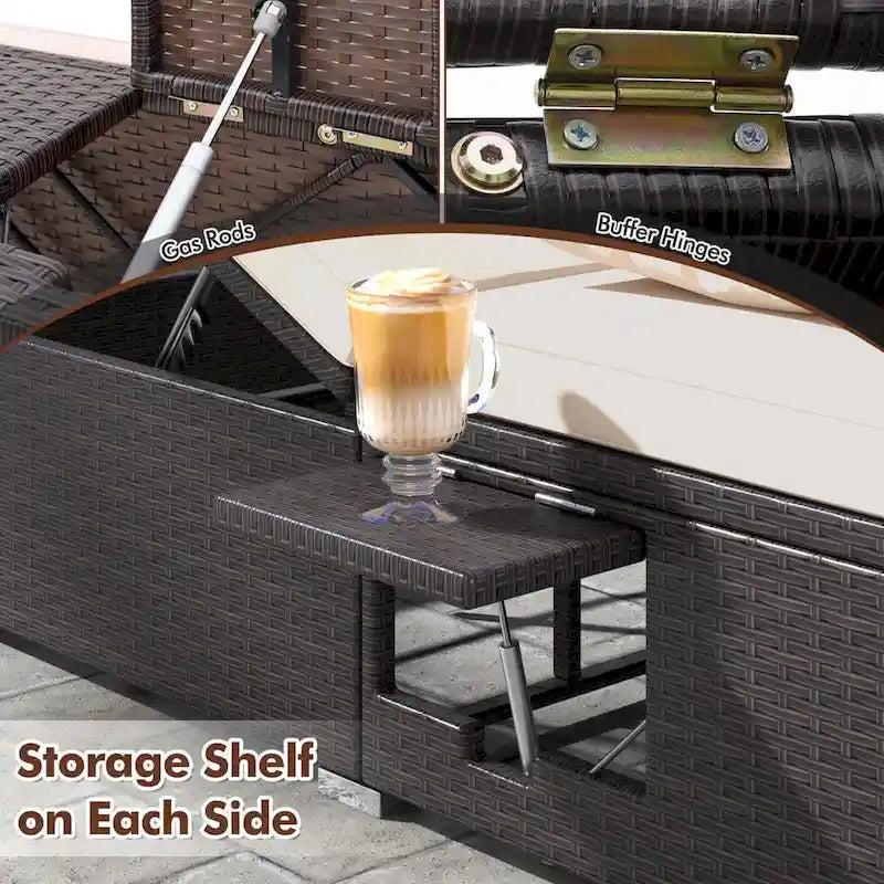 Costway Outdoor Patio Daybed PE Wicker Double Chaise Lounge with - See Details