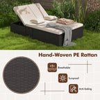Costway Outdoor Patio Daybed PE Wicker Double Chaise Lounge with - See Details