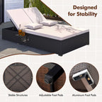 Costway Outdoor Patio Daybed PE Wicker Double Chaise Lounge with - See Details
