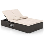 Costway Outdoor Patio Daybed PE Wicker Double Chaise Lounge with - See Details