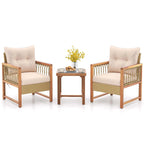 Costway 3 PCS Patio Furniture Set Outdoor PE Wicker Conversation - See Details