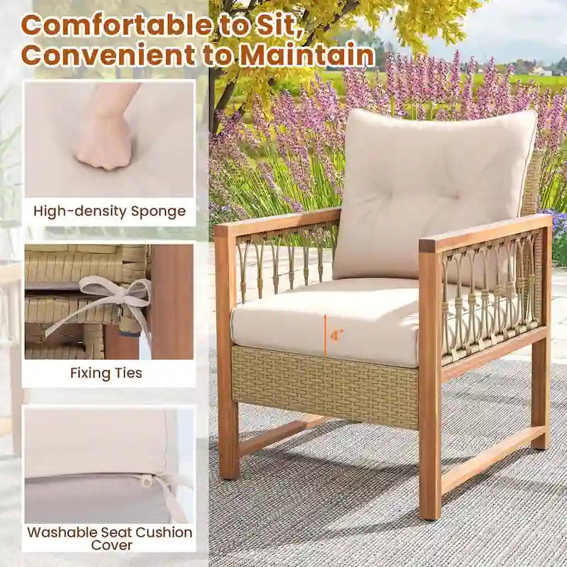 Costway 3 PCS Patio Furniture Set Outdoor PE Wicker Conversation - See Details