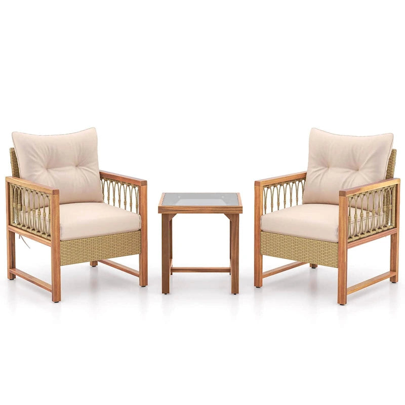 Costway 3 PCS Patio Furniture Set Outdoor PE Wicker Conversation - See Details
