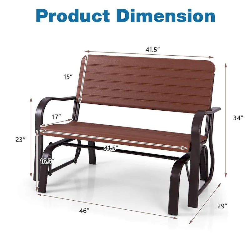 Costway Outdoor Patio Swing Porch Rocker Glider Bench Loveseat Garden