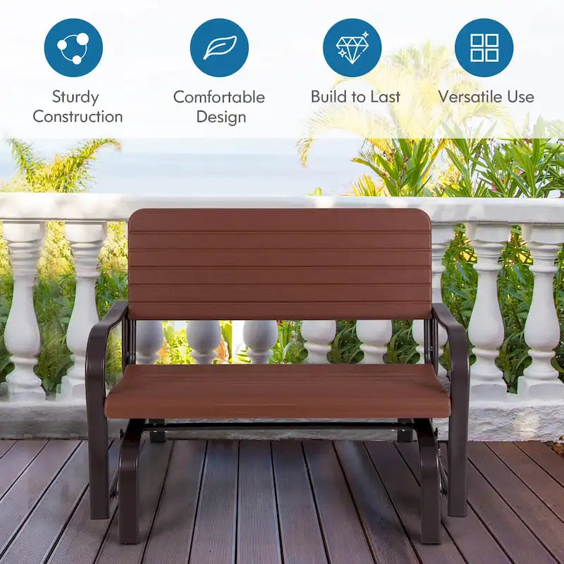 Costway Outdoor Patio Swing Porch Rocker Glider Bench Loveseat Garden