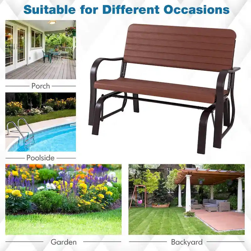 Costway Outdoor Patio Swing Porch Rocker Glider Bench Loveseat Garden