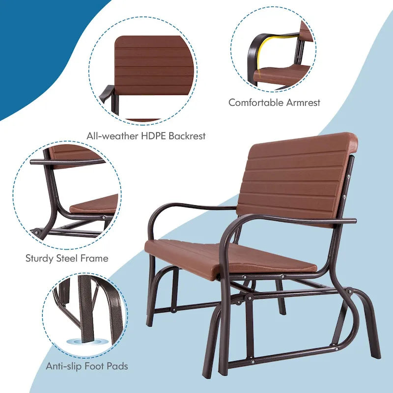 Costway Outdoor Patio Swing Porch Rocker Glider Bench Loveseat Garden