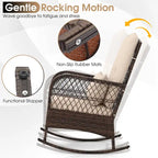 Gymax 3 Pieces Rocking Bistro Set PE Rattan Rocking Chairs w/ 2-Tier