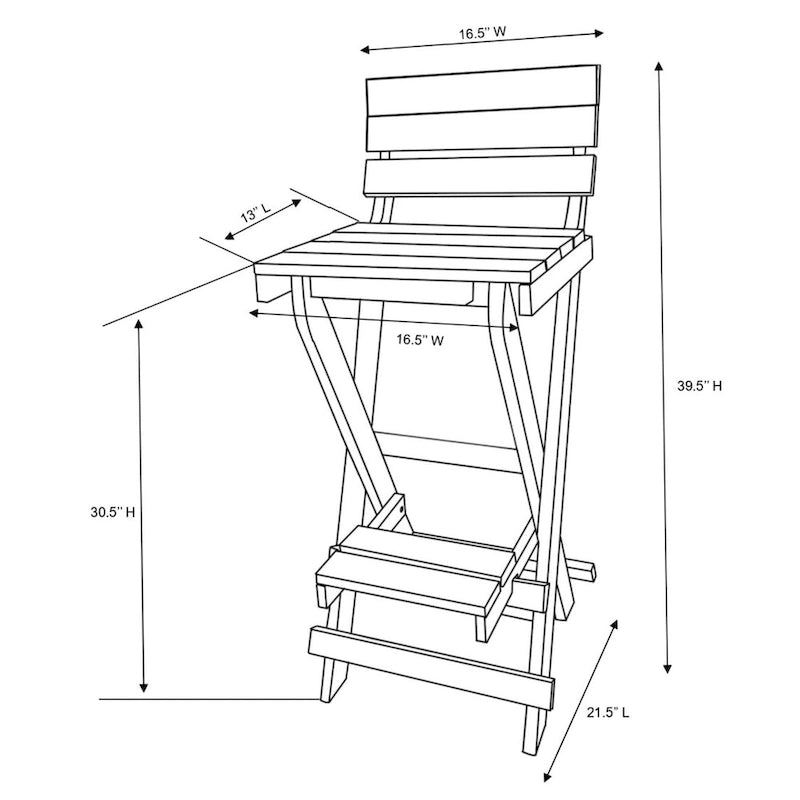 Key West Fully Assembled All-Weather Recycled HDPE Outdoor Folding Bar Stool