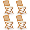 Costway Outdoor Folding Chairs Set of 4 Acacia Wood High-Back Chair - See Details