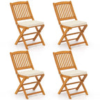 Costway Outdoor Folding Chairs Set of 4 Acacia Wood High-Back Chair - See Details