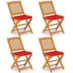 Costway Outdoor Folding Chairs Set of 4 Acacia Wood High-Back Chair - See Details