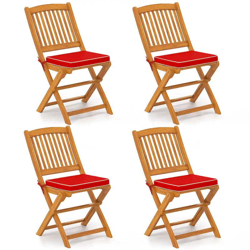 Costway Outdoor Folding Chairs Set of 4 Acacia Wood High-Back Chair - See Details