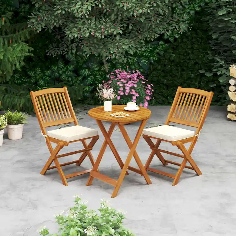 Costway Outdoor Folding Chairs Set of 4 Acacia Wood High-Back Chair - See Details