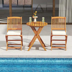Costway Outdoor Folding Chairs Set of 4 Acacia Wood High-Back Chair - See Details