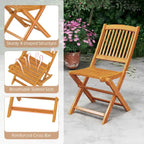 Costway Outdoor Folding Chairs Set of 4 Acacia Wood High-Back Chair - See Details