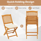 Costway Outdoor Folding Chairs Set of 4 Acacia Wood High-Back Chair - See Details