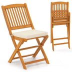 Costway Outdoor Folding Chairs Set of 4 Acacia Wood High-Back Chair - See Details