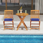 Costway Outdoor Folding Chairs Set of 4 Acacia Wood High-Back Chair - See Details