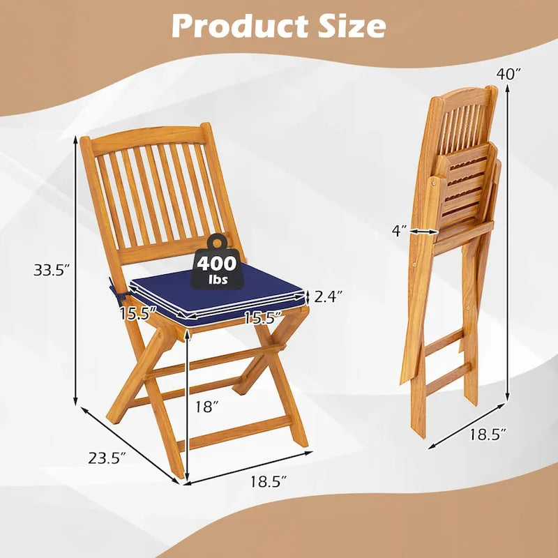 Costway Outdoor Folding Chairs Set of 4 Acacia Wood High-Back Chair - See Details
