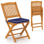 Costway Outdoor Folding Chairs Set of 4 Acacia Wood High-Back Chair - See Details