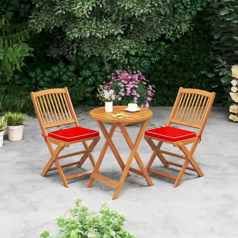 Costway Outdoor Folding Chairs Set of 4 Acacia Wood High-Back Chair - See Details