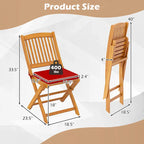 Costway Outdoor Folding Chairs Set of 4 Acacia Wood High-Back Chair - See Details