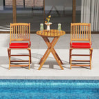 Costway Outdoor Folding Chairs Set of 4 Acacia Wood High-Back Chair - See Details