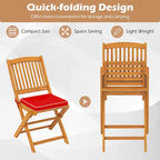 Costway Outdoor Folding Chairs Set of 4 Acacia Wood High-Back Chair - See Details