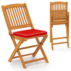 Costway Outdoor Folding Chairs Set of 4 Acacia Wood High-Back Chair - See Details