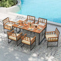 Costway 7 PCS Patio Dining Set Outdoor Acacia Wood Table with Soft - See Details