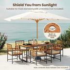 Costway 7 PCS Patio Dining Set Outdoor Acacia Wood Table with Soft - See Details