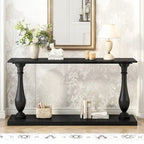 Vintage Sofa Table Console Table with Pine Veneer and Vase-Leg Design for Living Room Study room Entryway Bedroom