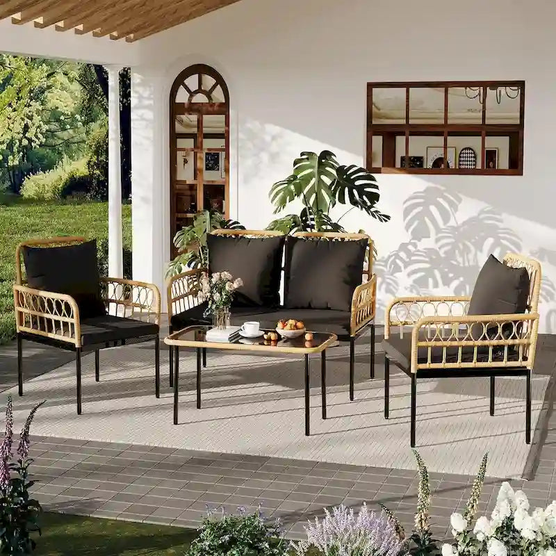 4-Piece Outdoor Wicker Patio Living Room Set
