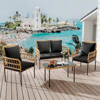 4-Piece Outdoor Wicker Patio Living Room Set