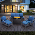 Outdoor Sofa Chair with Fire Pit Table Set