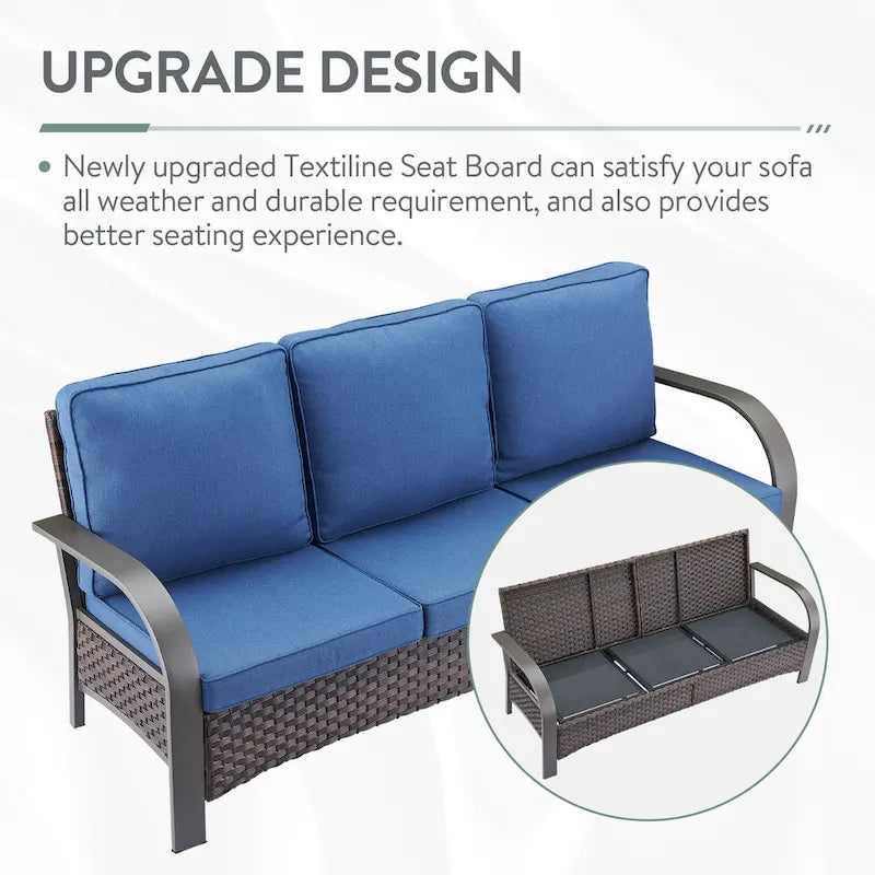 Outdoor Sofa Chair with Fire Pit Table Set