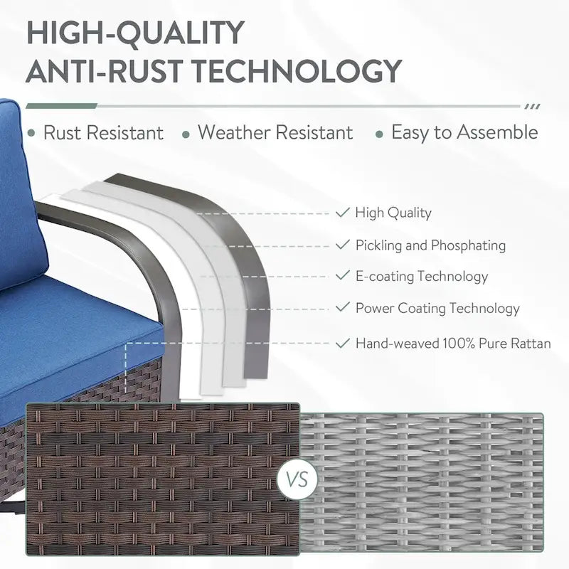 Outdoor Sofa Chair with Fire Pit Table Set