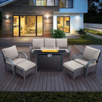 Outdoor Sofa Chair with Fire Pit Table Set