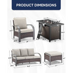 Outdoor Sofa Chair with Fire Pit Table Set
