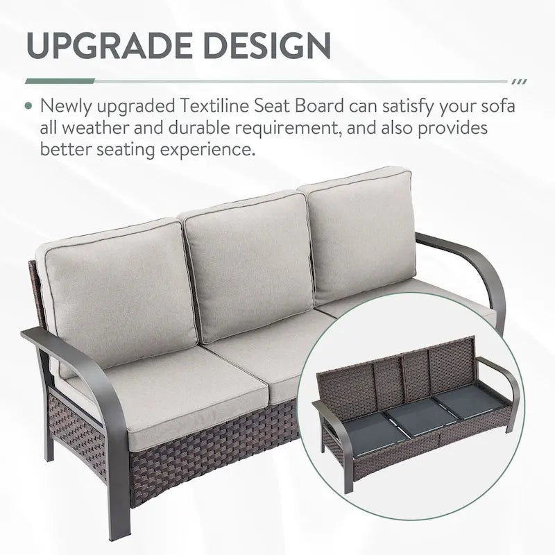 Outdoor Sofa Chair with Fire Pit Table Set