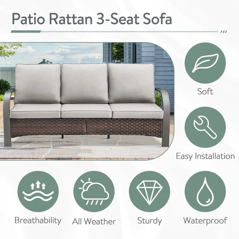 Outdoor Sofa Chair with Fire Pit Table Set