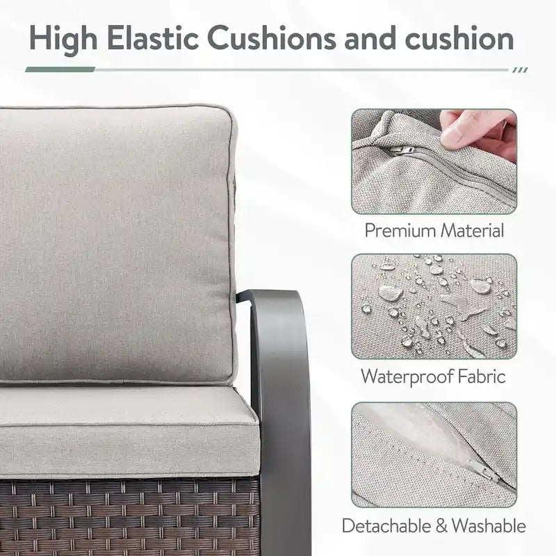 Outdoor Sofa Chair with Fire Pit Table Set