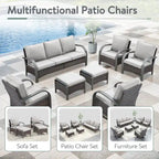 Outdoor Sofa Chair with Fire Pit Table Set