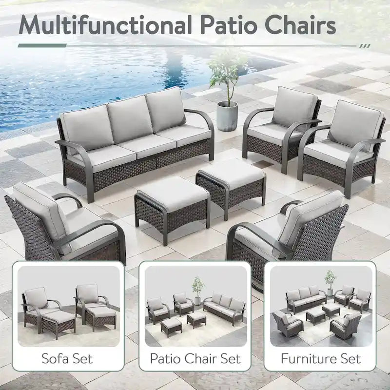 Outdoor Sofa Chair with Fire Pit Table Set